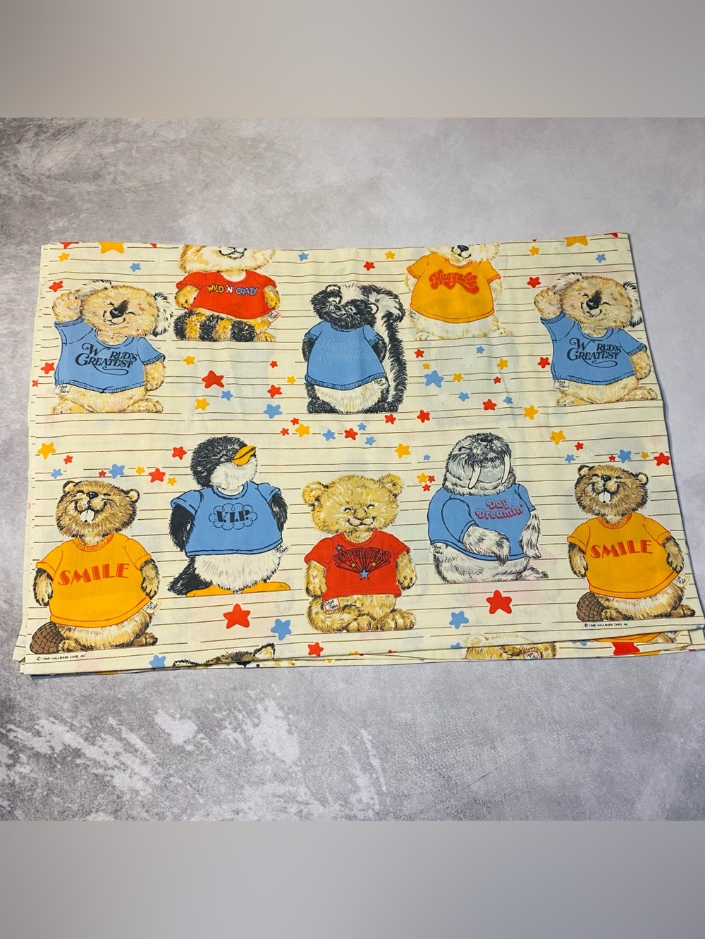 VTG 1980 HALLMARK SHIRT TALES TWIN SHEET FLAT DAN RIVERS USA